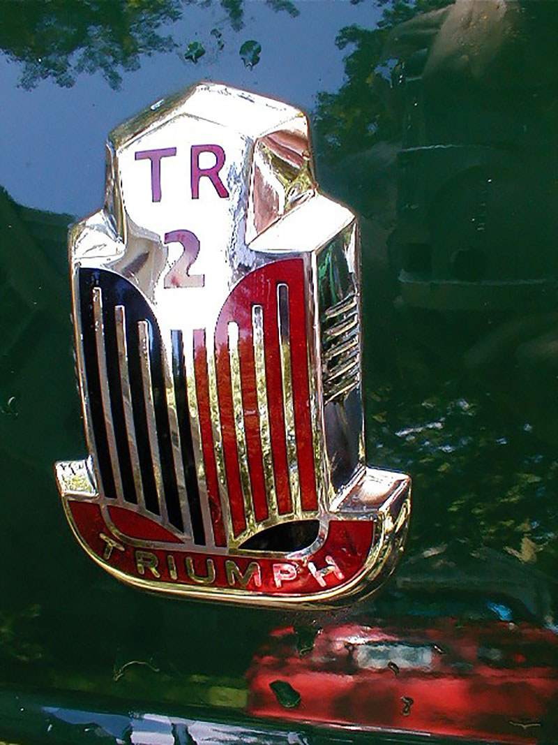 Green Triumph TR2 car cut out lapel pin 